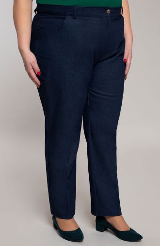 Eleganckie spodnie plus size dla puszystych jeansowe
