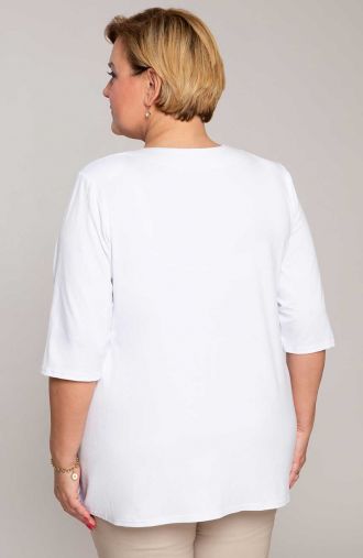 Lihtne valge V-kaelusega pluus