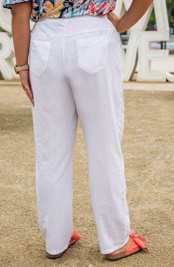 Lekkie bawełniane spodnie plus size w białym kolorze