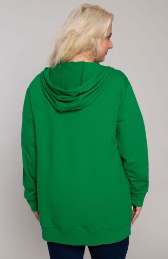 Roheline kapuutsiga ja taskutega dressipluus