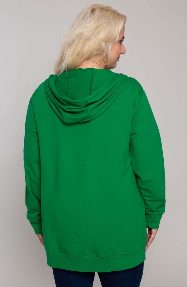 Roheline kapuutsiga dressipluus taskutega