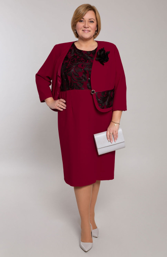 Paigaldatud ametlik burgundia värvi ülikond