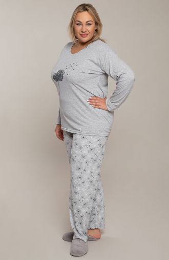 Kaheosaline halli värvi pufferdisainiga pidžaama