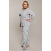 Kaheosaline halli värvi pufferdisainiga pidžaama