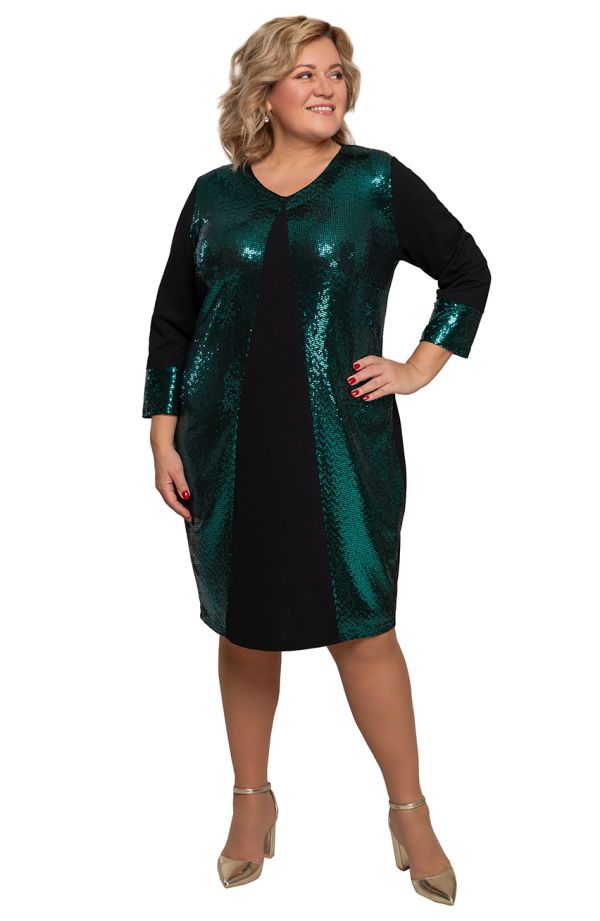Lihtne smaragdpunane paelustega kleit