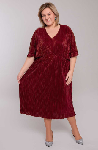 Burgundia plisseeritud kleit