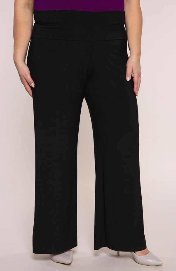 Czarne spodnie plus size z wyszczuplającym pasem
