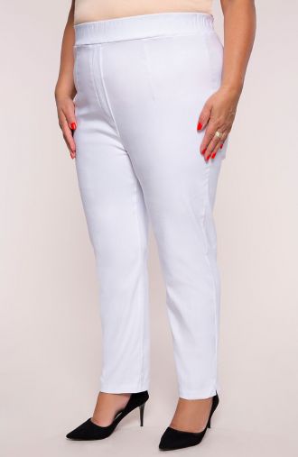 Białe spodnie cygaretki plus size bardzo wysoki stan