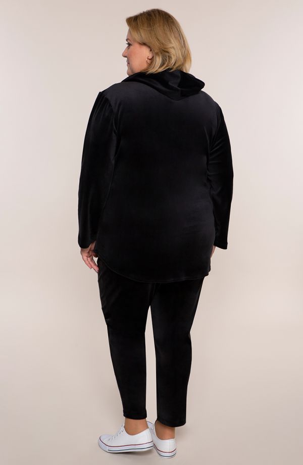 Naiste pluss suurus veluurne dressipluus mustas värvitoonis