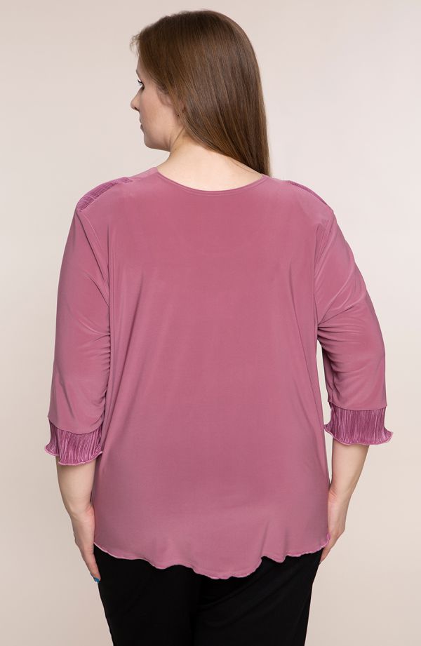 Roosa pidulik pluus plisseeringuga - pluss suurused riided
