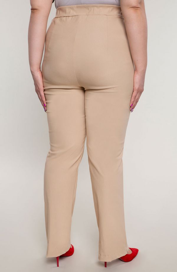 Naiste pluss suurused sirged püksid väga kõrge tõusuga beež