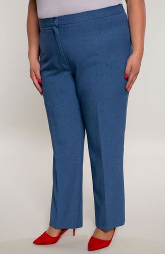 Sinise värvi linased kärbitud püksid