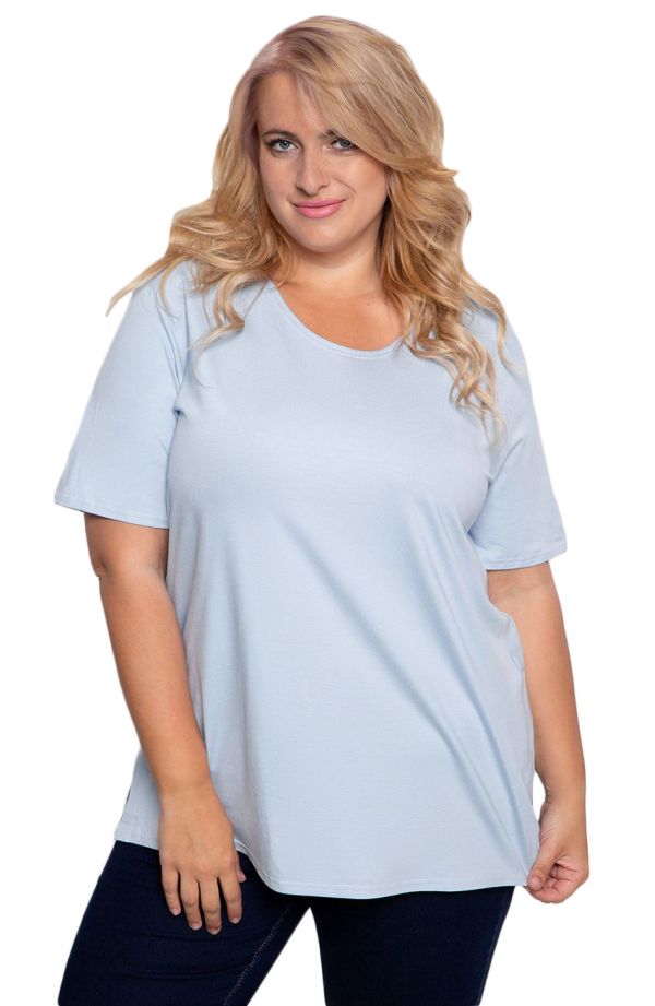Sinine kootud T-särk - naiste pluusid suured suurused